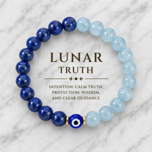 Lunar Truth and Clarity Lapis Lazuli and Aquamarine Bracelet