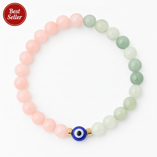 Magnetic Love Return Bracelet Rose Quartz Jade Evil Eye Protection