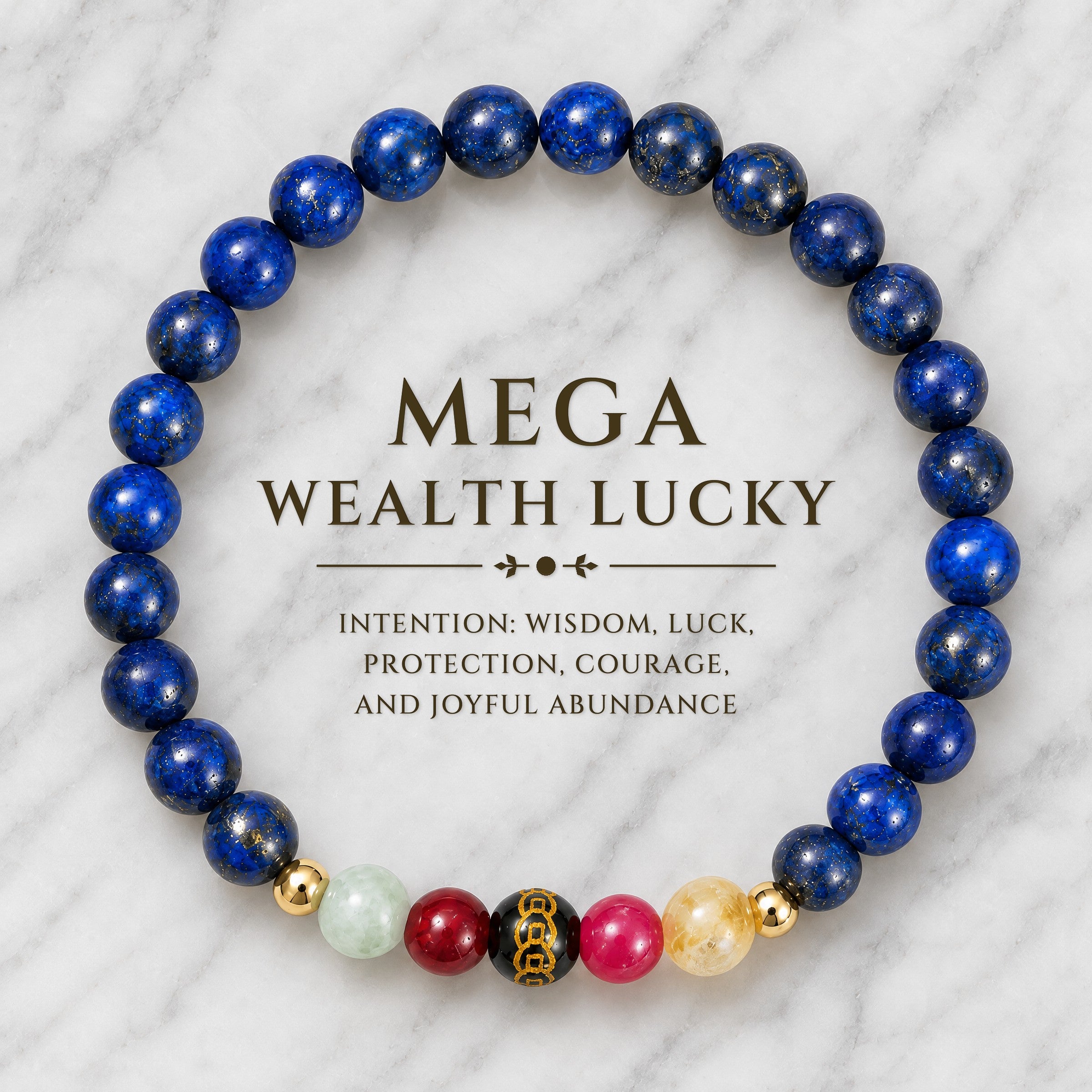 Mega Wealth Lucky 7 Gemstone Bracelet With REAL Gold