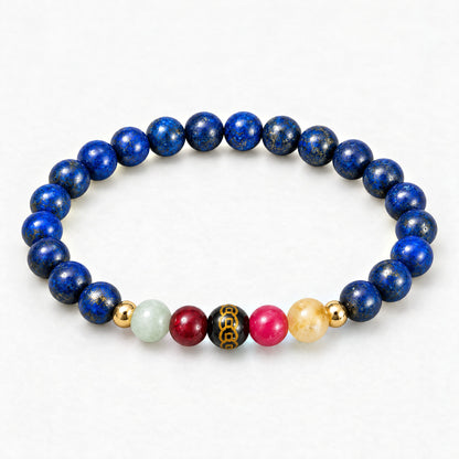 Mega Wealth Lucky 7 Gemstone Bracelet With REAL Gold