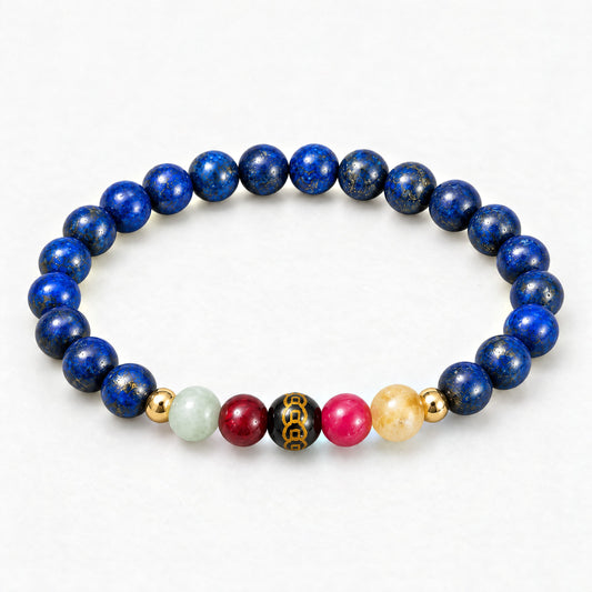Mega Wealth Lucky 7 Gemstone Bracelet With REAL Gold