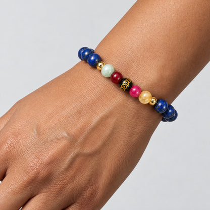 Mega Wealth Lucky 7 Gemstone Bracelet With REAL Gold