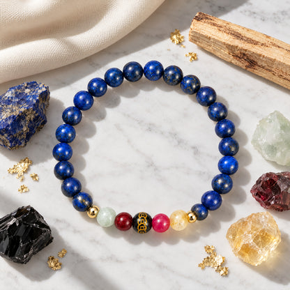 Mega Wealth Lucky 7 Gemstone Bracelet With REAL Gold