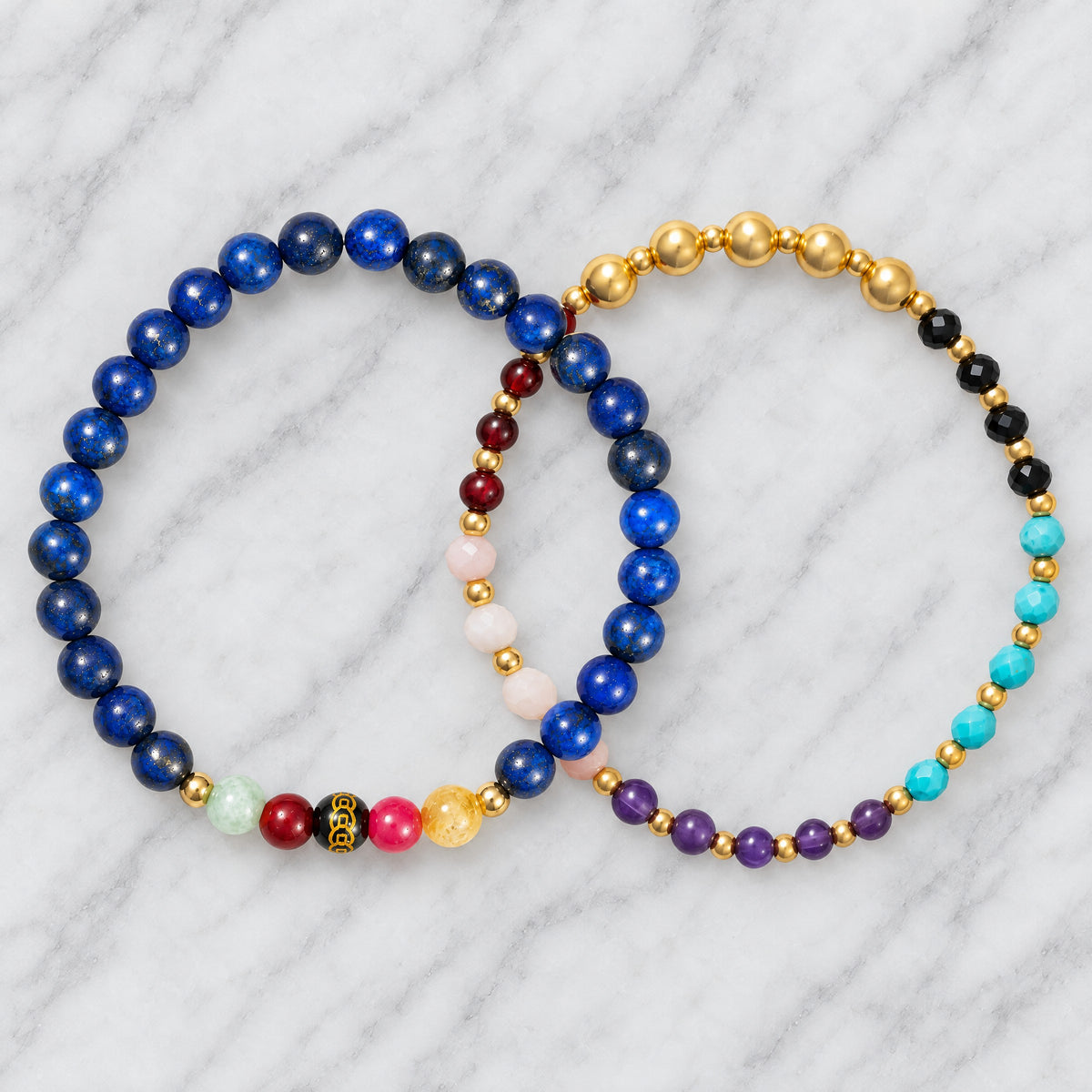 Mega Wealth Lucky 7 Gemstone Bracelet With REAL Gold