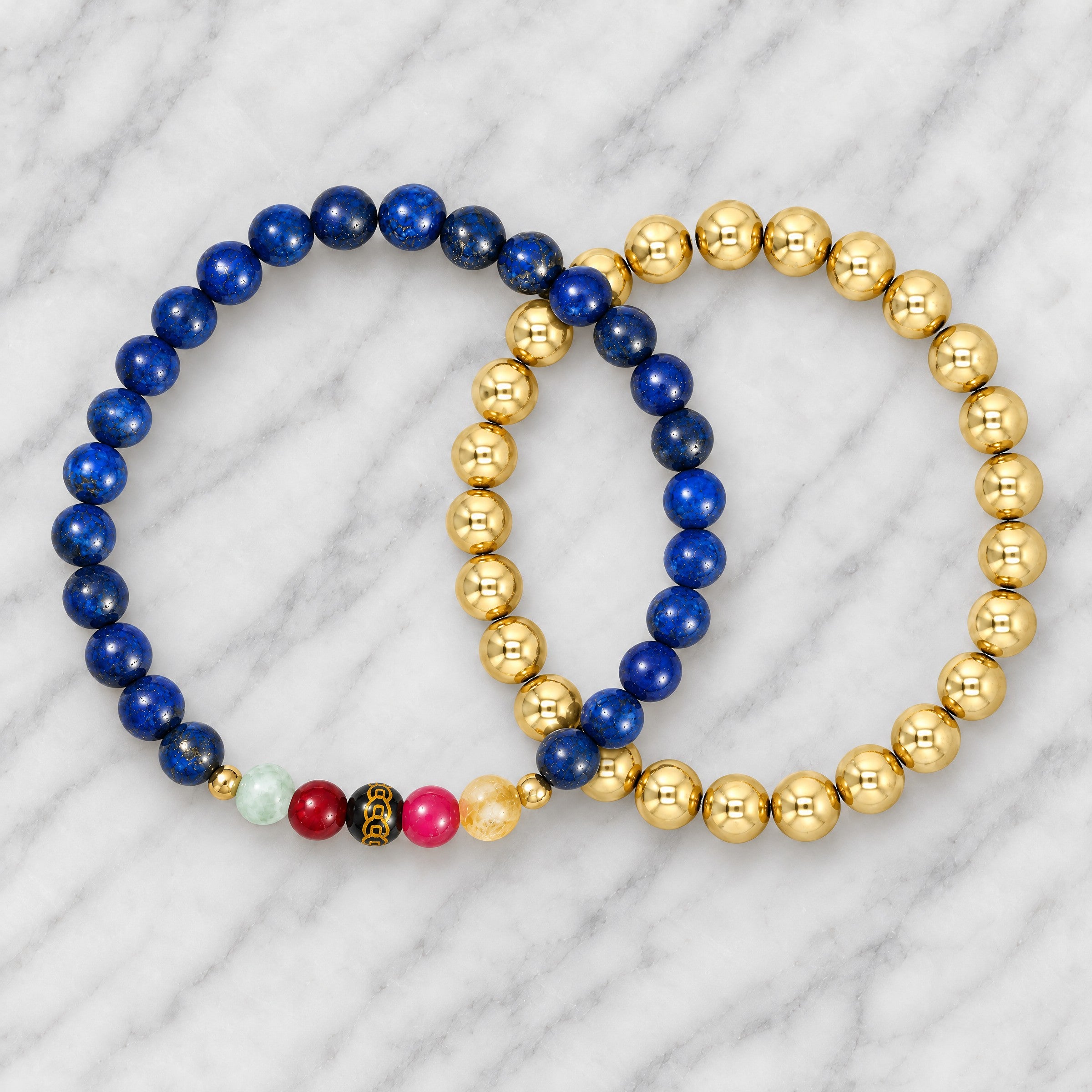 Mega Wealth Lucky 7 Gemstone Bracelet With REAL Gold