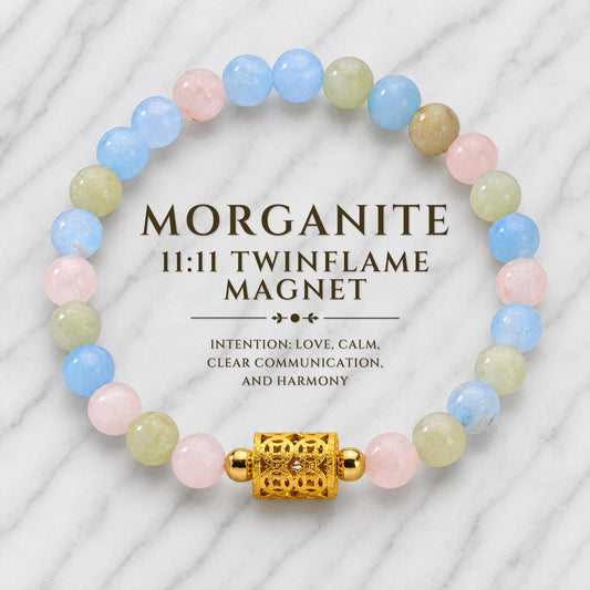 Morganite 11:11 Millionaire Magnet Gemstone Bracelet