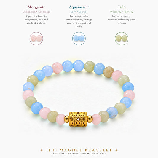 Morganite 11:11 Millionaire Magnet Gemstone Bracelet