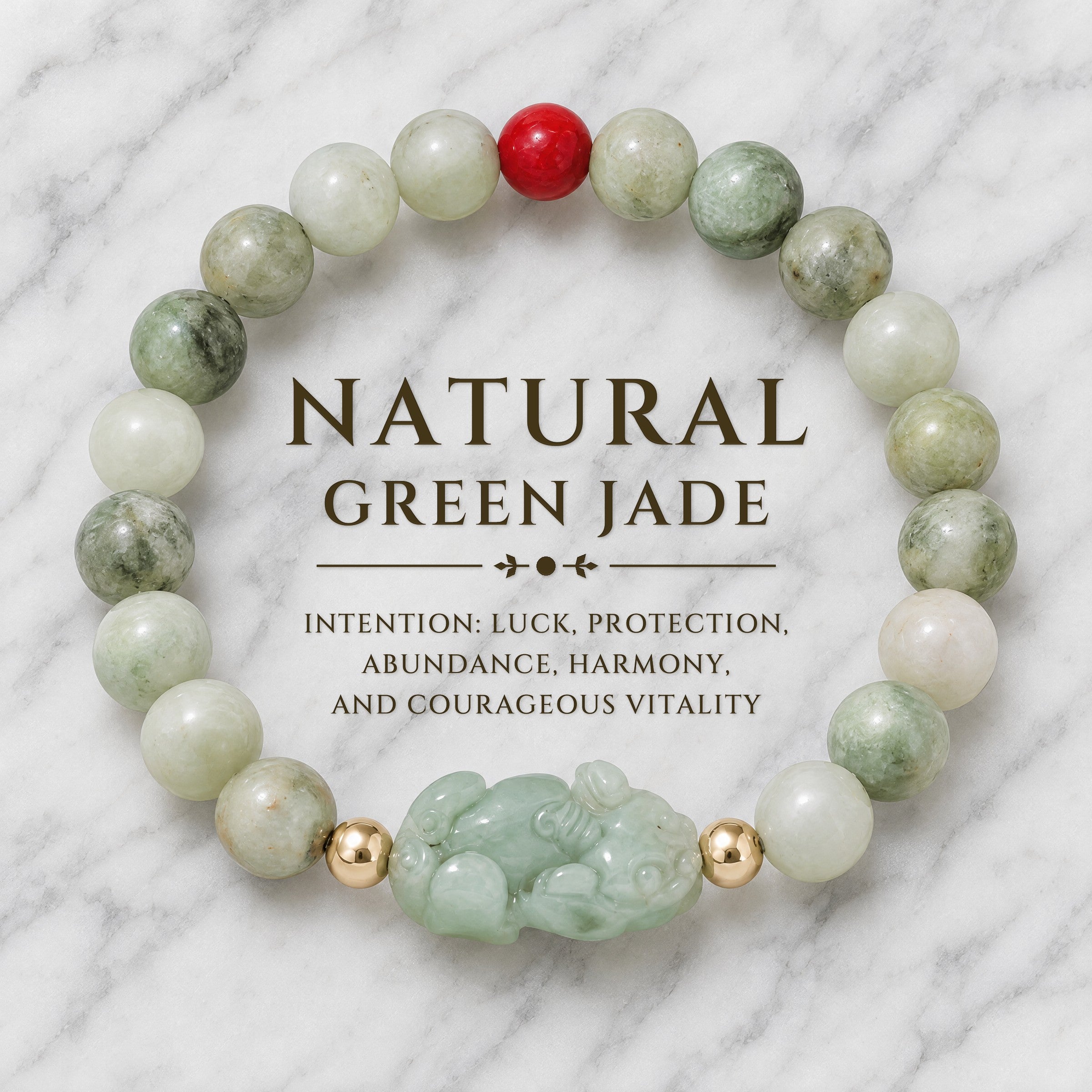 Natural Green Jade Pixiu Wealth Bracelet With REAL Gold