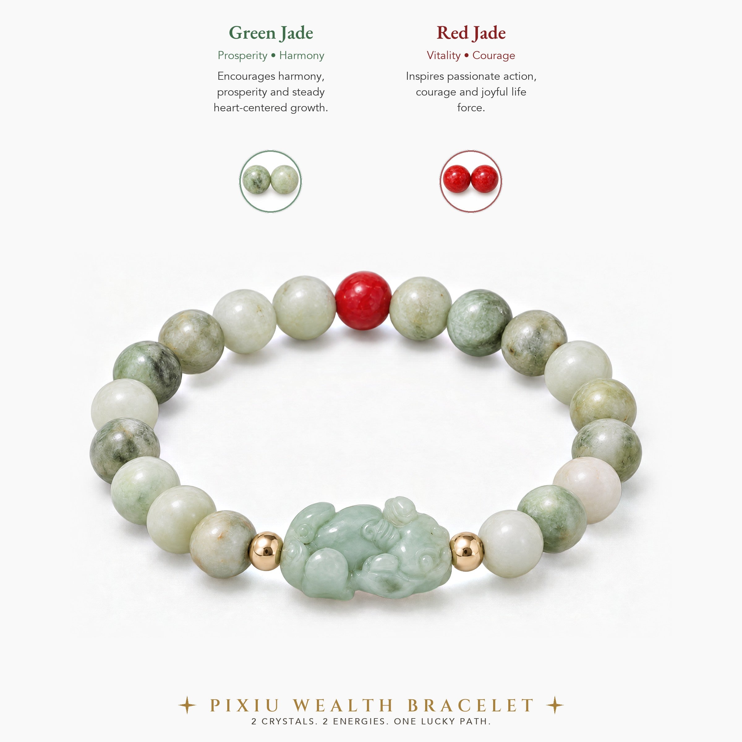 Natural Green Jade Pixiu Wealth Bracelet With REAL Gold