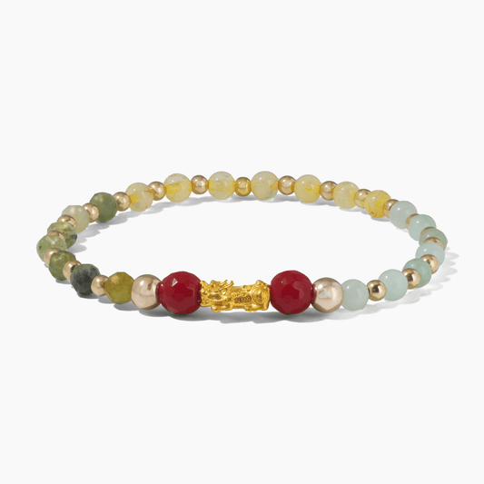 Natural Green Jade Pixiu Wealth Bracelet With REAL Gold - Eat.Read.Love.