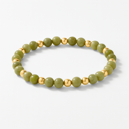 Natural Green Jade with Real Gold Bracelet - Eat.Read.Love.