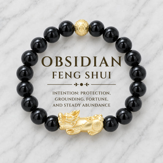Obsidian Feng Shui Lucky Pixiu Protection & Wealth Bracelet