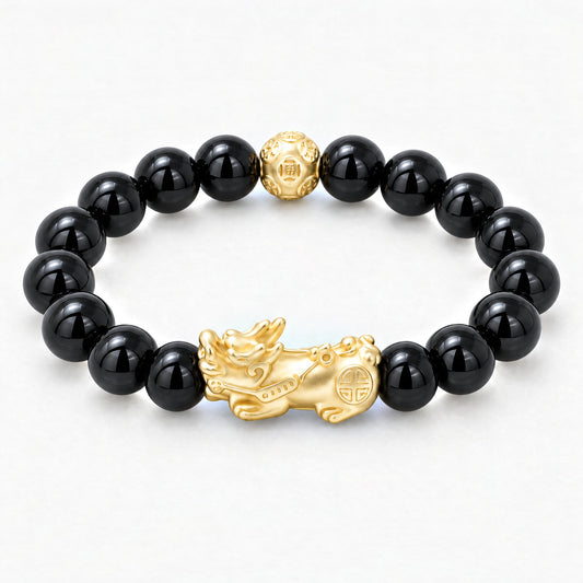 Obsidian Feng Shui Lucky Pixiu Protection & Wealth Bracelet