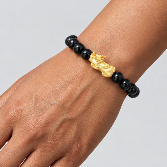 Obsidian Feng Shui Lucky Pixiu Protection & Wealth Bracelet