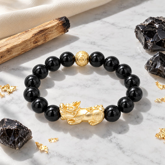 Obsidian Feng Shui Lucky Pixiu Protection & Wealth Bracelet