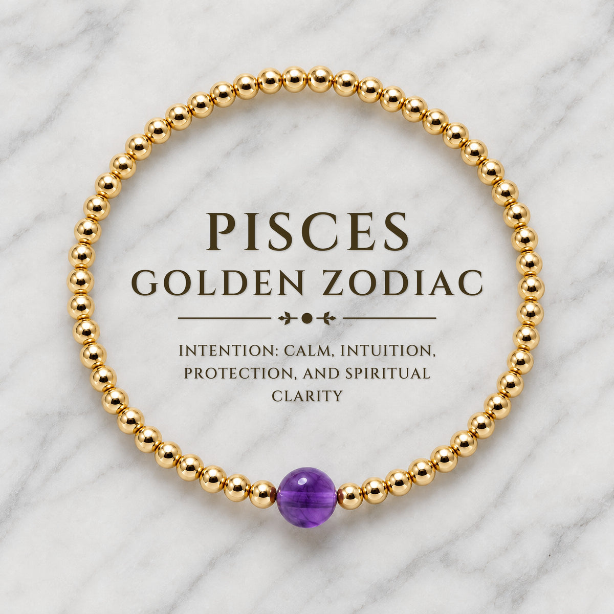Pisces Golden Zodiac Amethyst 2026 Bracelet REAL Gold