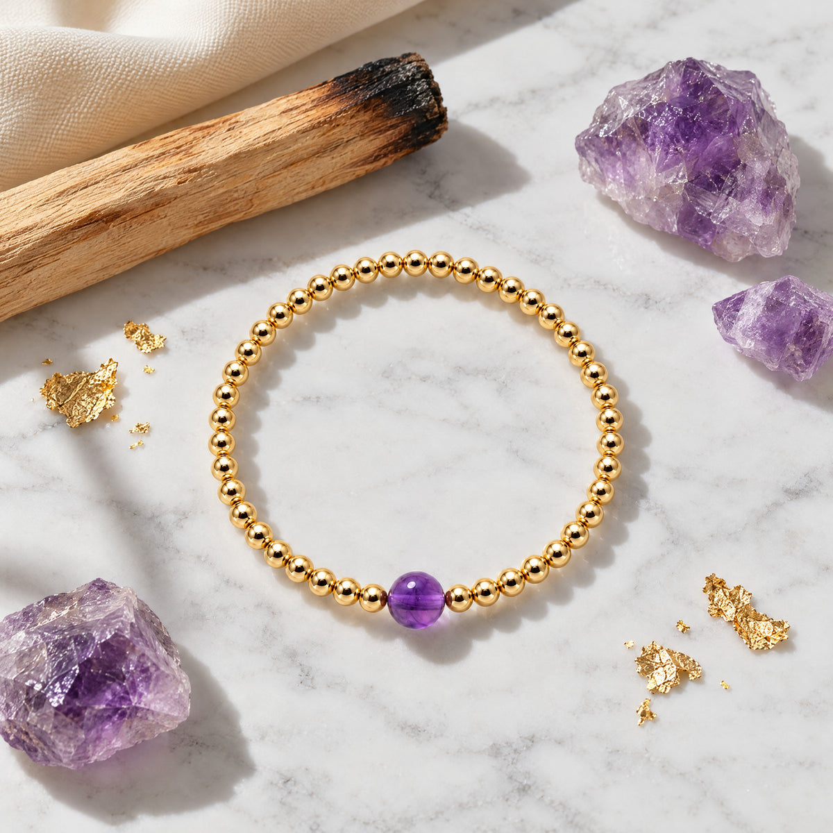 Pisces Golden Zodiac Amethyst 2026 Bracelet REAL Gold