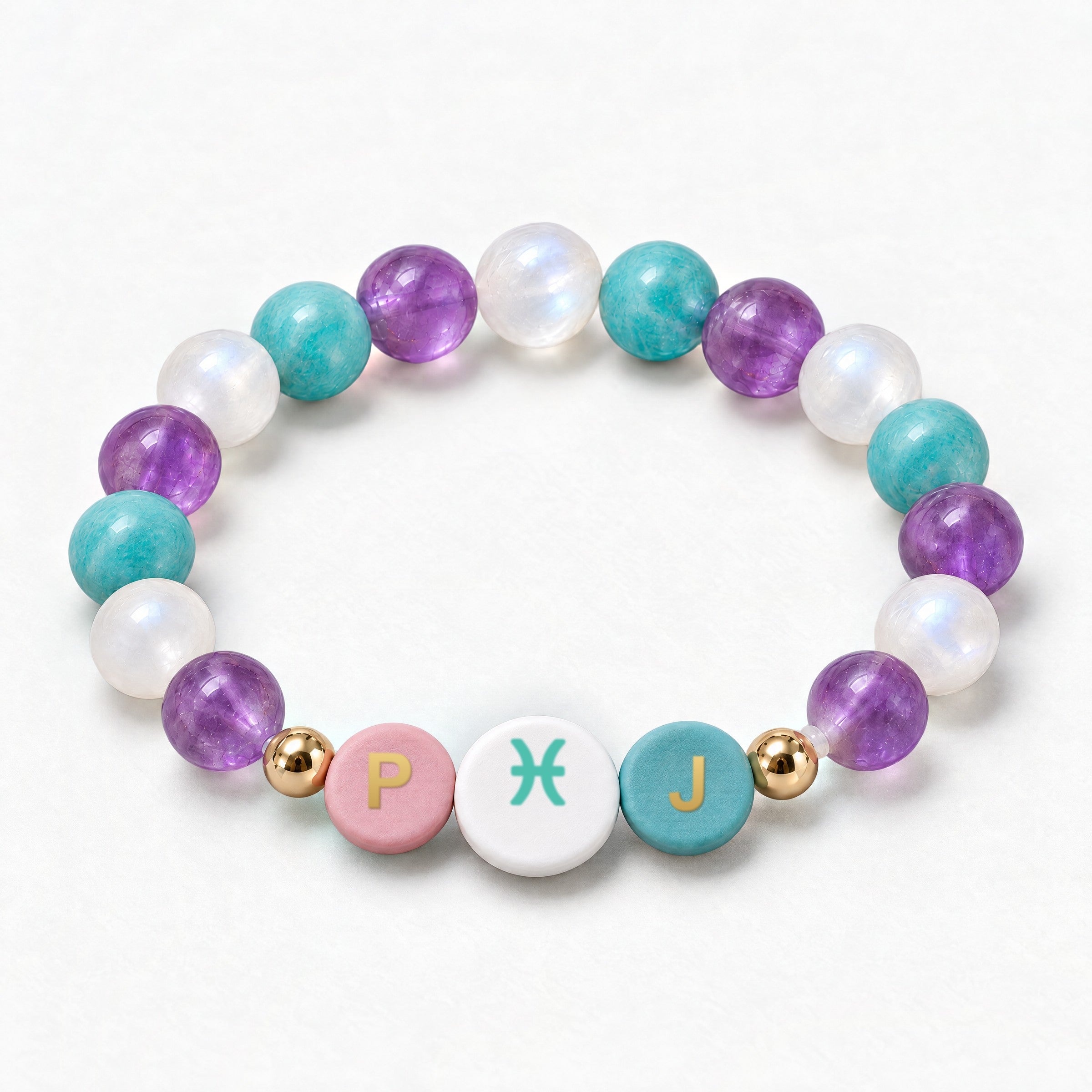 Pisces Initial Charm Bracelet