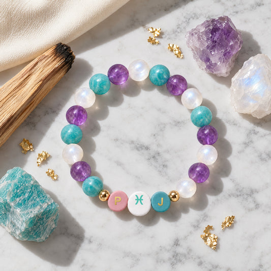 Pisces Initial Charm Bracelet
