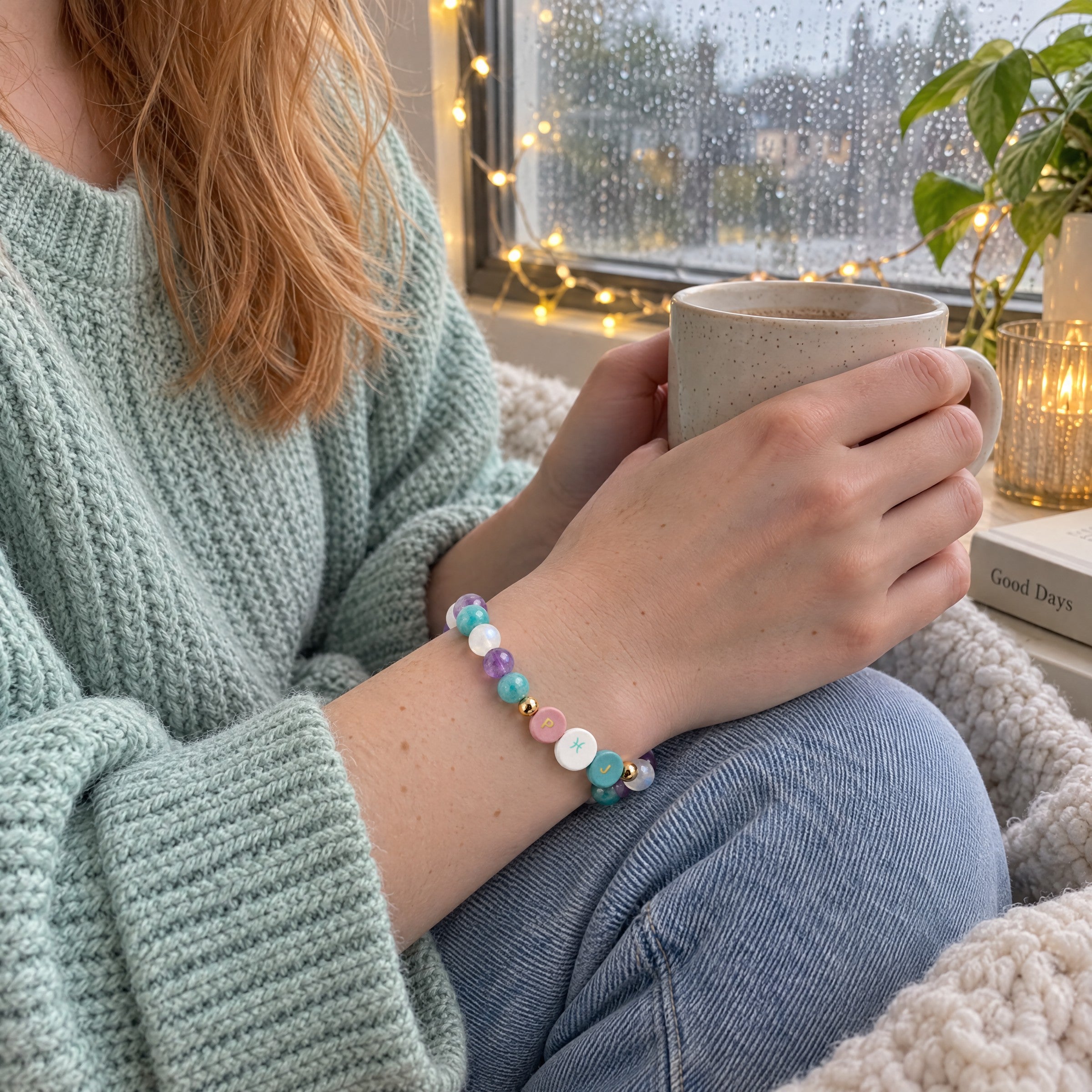 Pisces Initial Charm Bracelet