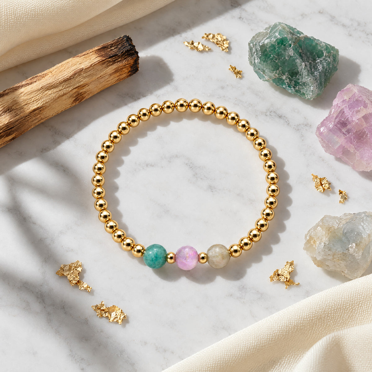 Pisces Love and Money Golden Bracelet with REAL Gold