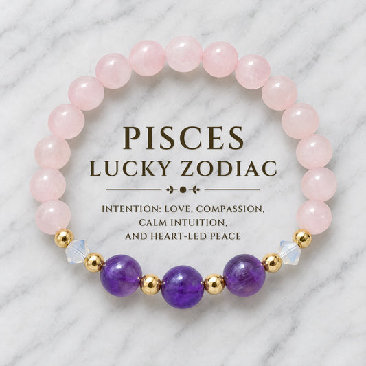 Pisces Lucky Zodiac Trio Crystal Bracelet