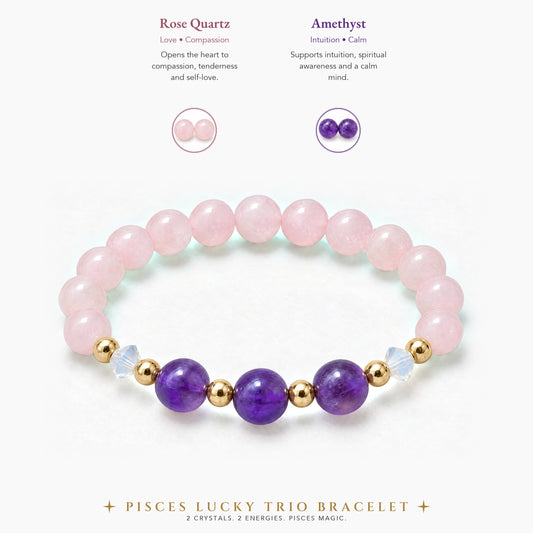 Pisces Lucky Zodiac Trio Crystal Bracelet