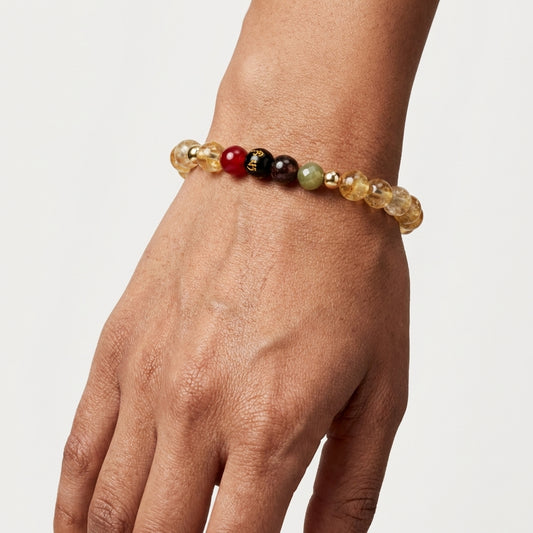 Citrine Mega Rich Lucky 7 Gemstone Bracelet With REAL Gold