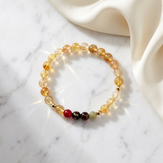 Citrine Mega Rich Lucky 7 Gemstone Bracelet With REAL Gold
