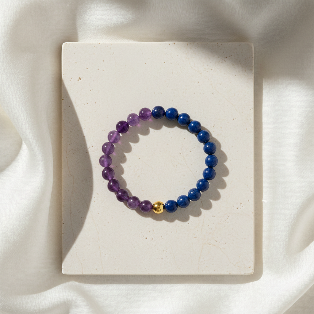 Amethyst & Lapis Lazuli Dual Energy Abundance Crystal Bracelet