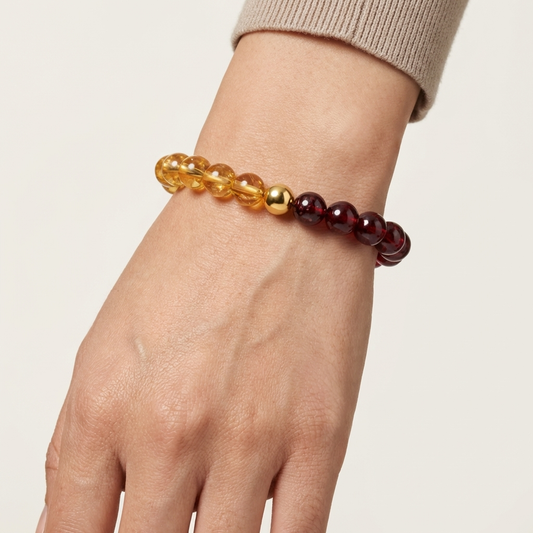 Citrine & Garnet Dual Energy Fortune Crystal Bracelet