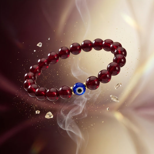 Capricorn Evil Eye Garnet Crystal Protection Bracelet