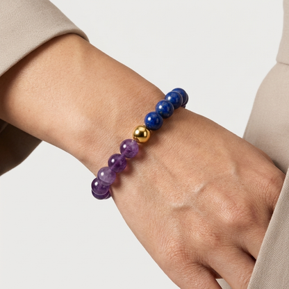 Amethyst & Lapis Lazuli Dual Energy Abundance Crystal Bracelet