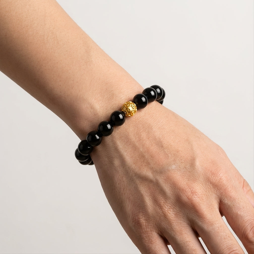 Black Obsidian Money Ball Protection Bracelet