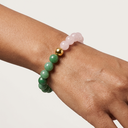 Rose Quartz & Jade Dual Energy Romance Crystal Bracelet