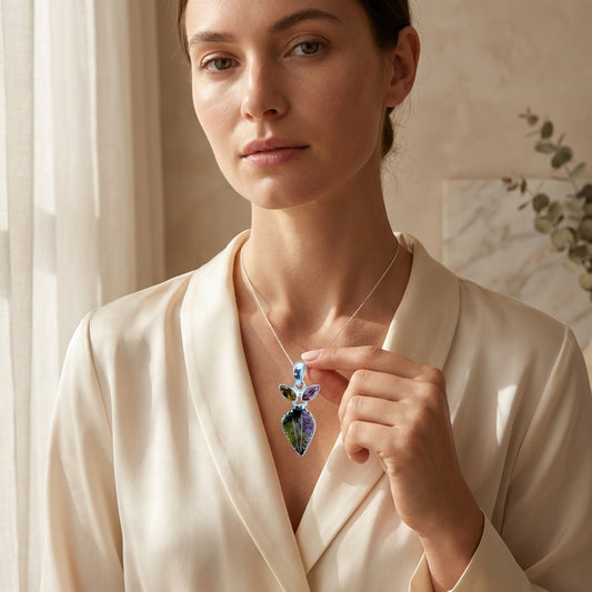 Grade A Watermelon Tourmaline Sterling Silver Gemstone Necklace