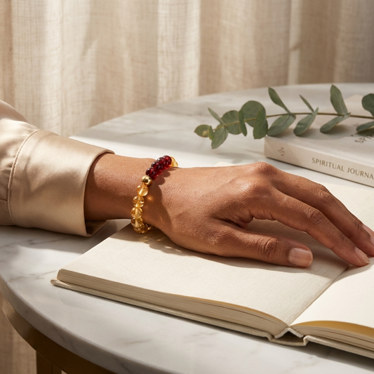 Citrine & Garnet Dual Energy Fortune Crystal Bracelet