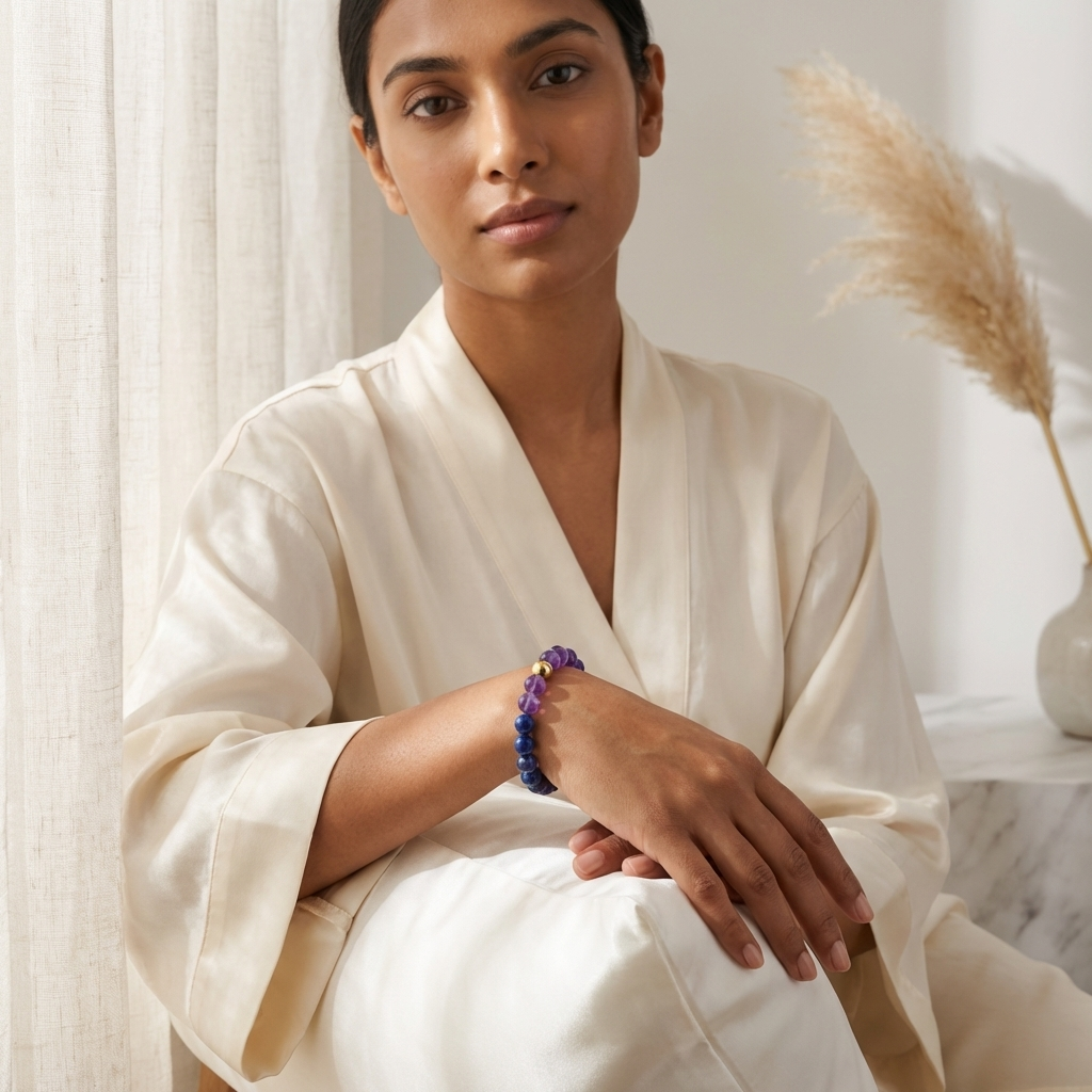 Amethyst & Lapis Lazuli Dual Energy Abundance Crystal Bracelet
