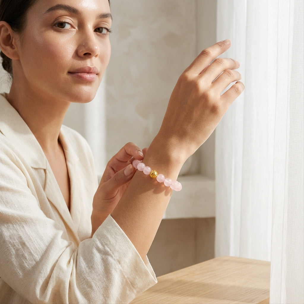 Rose Quartz Money Ball Romance Bracelet