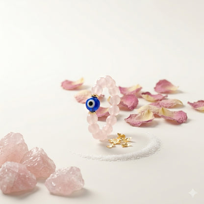 The Love Spell Rose Quartz Evil Eye Ring