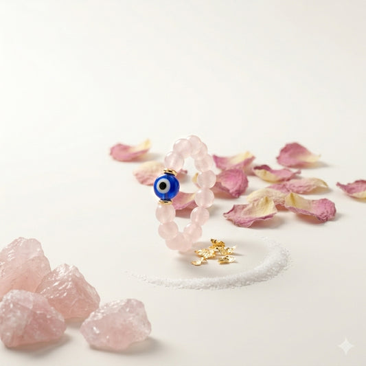 The Love Spell Rose Quartz Evil Eye Ring
