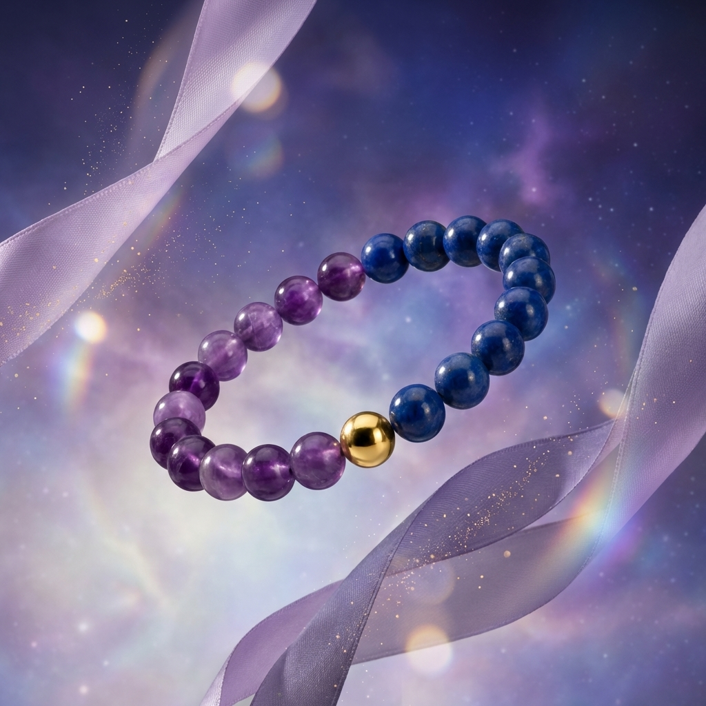 Amethyst & Lapis Lazuli Dual Energy Abundance Crystal Bracelet