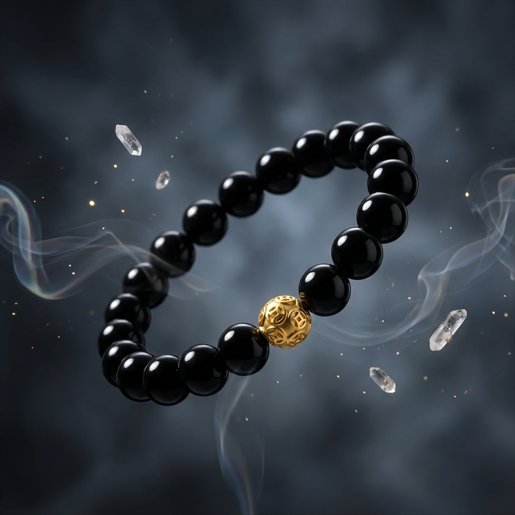 Black Obsidian Money Ball Protection Bracelet