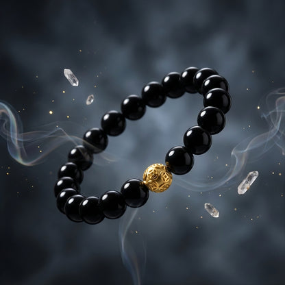 Black Obsidian Money Ball Protection Bracelet