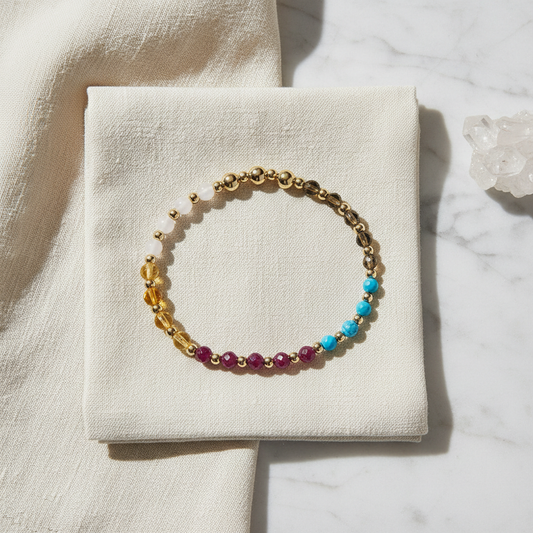 Multiple Blessing Spiritual Bracelet with REAL Gold