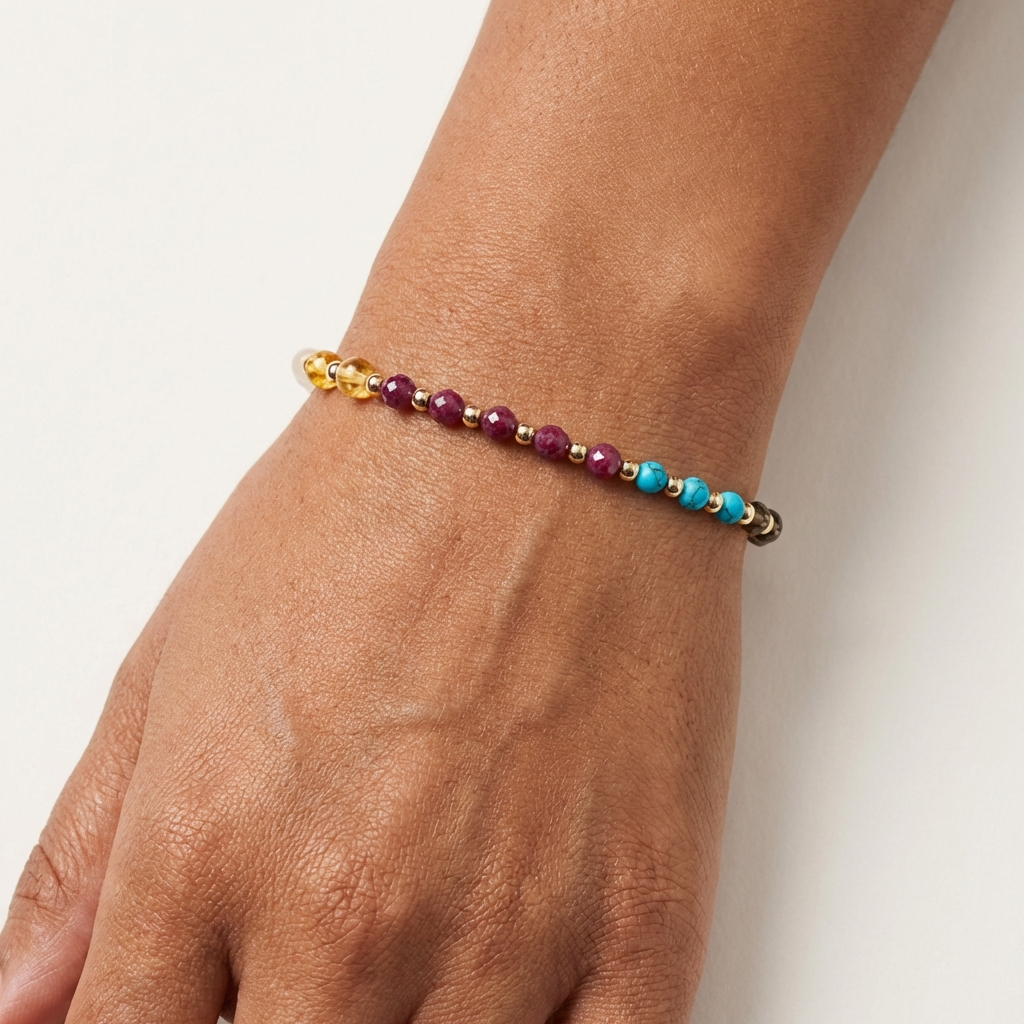 Multiple Blessing Spiritual Bracelet with REAL Gold