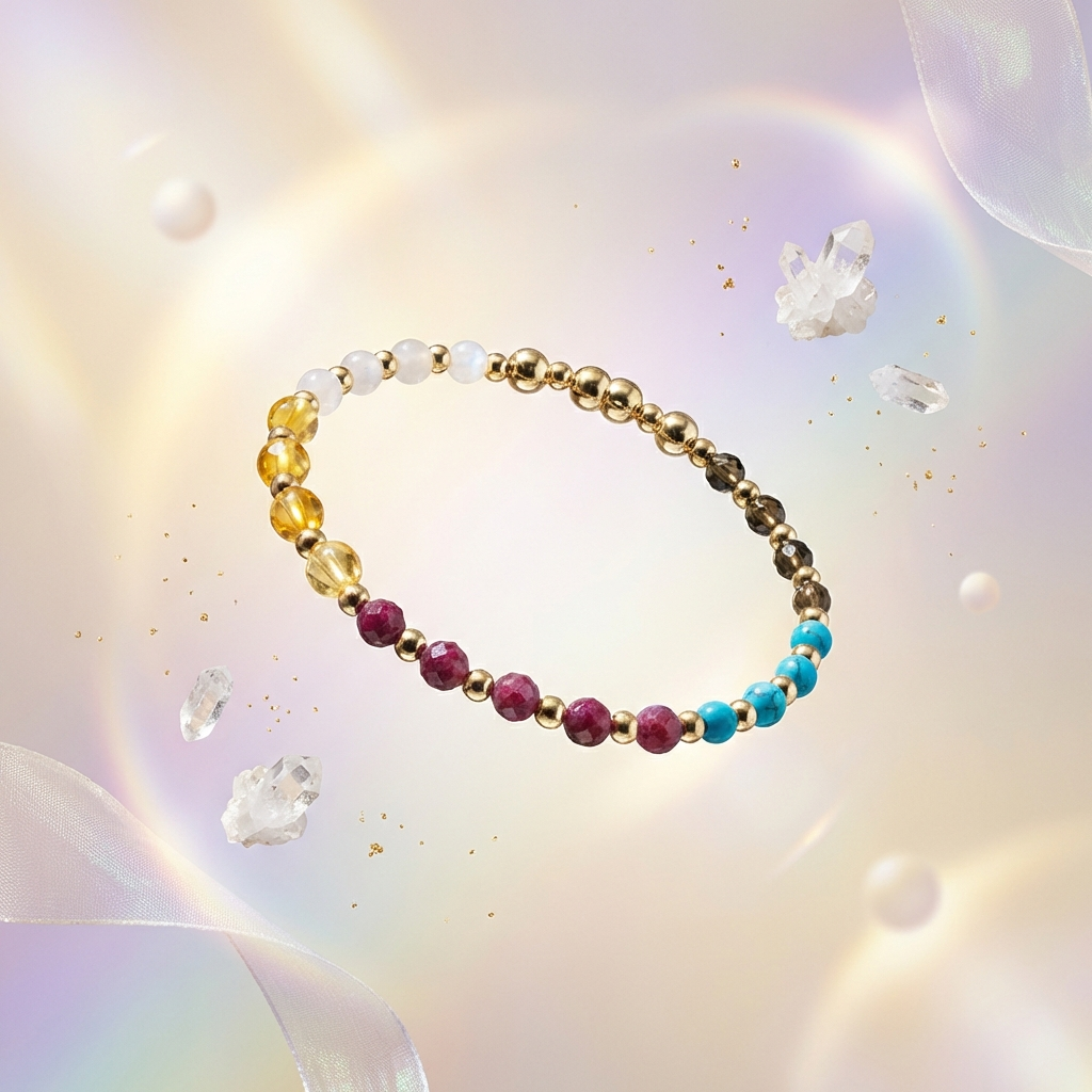 Multiple Blessing Spiritual Bracelet with REAL Gold