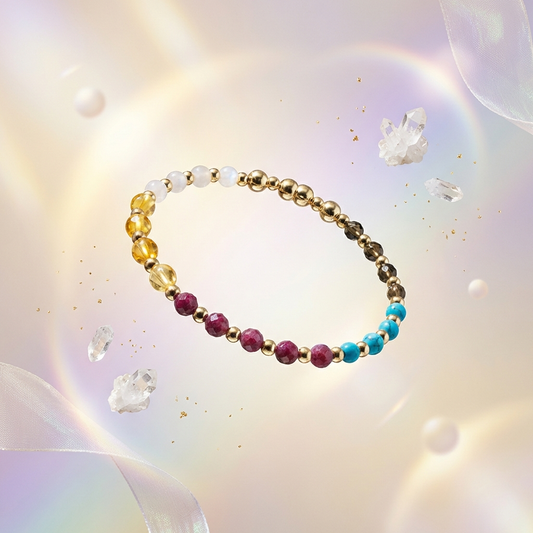 Multiple Blessing Spiritual Bracelet with REAL Gold