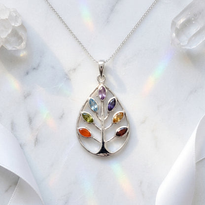 Tree Of Life Sterling Silver Gemstone Necklace