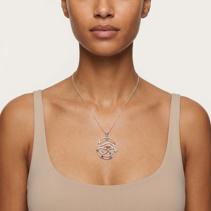 Eye Of Horus Sterling Silver Gemstone Necklace